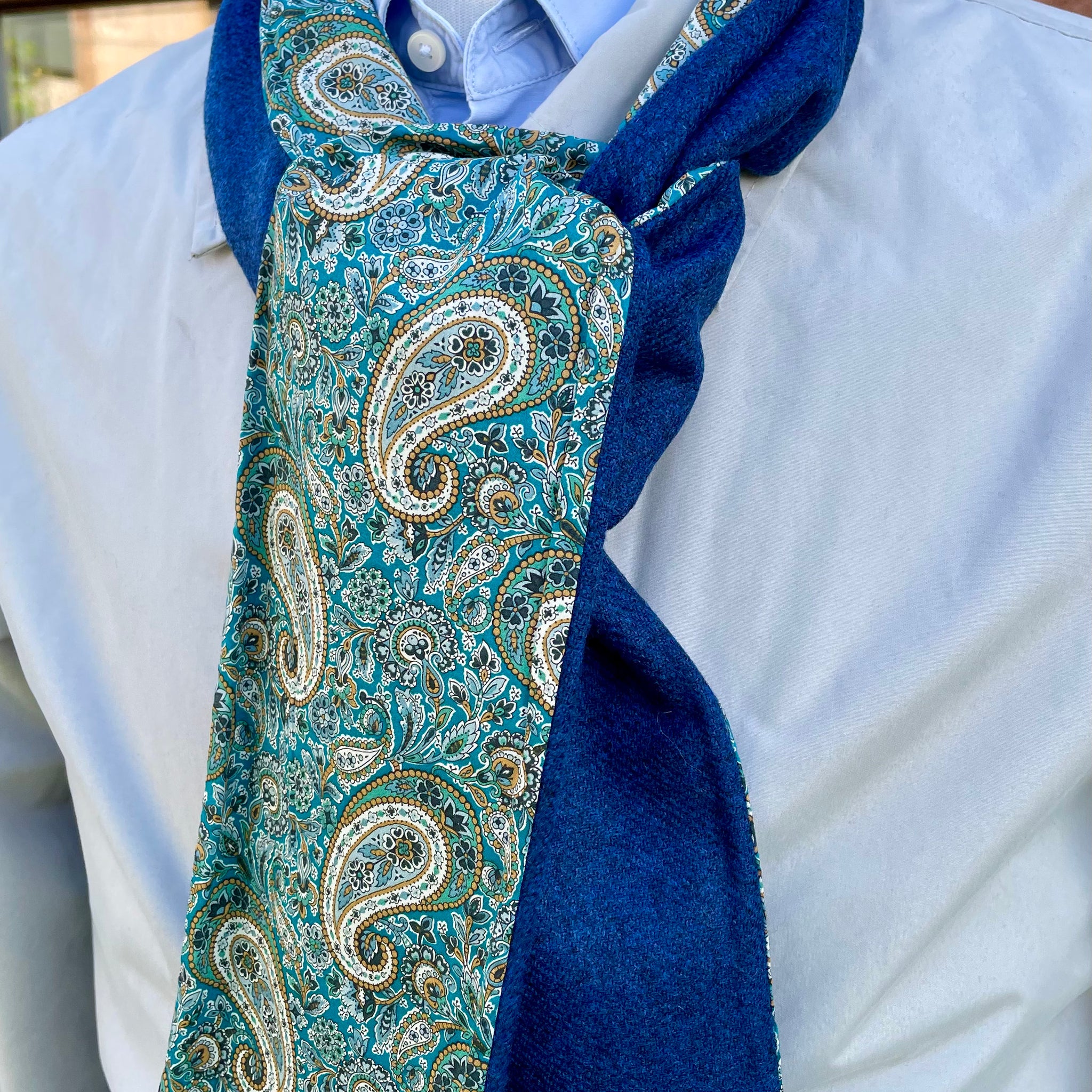 Merino Lambswool and Liberty cotton short scarf